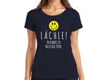 Smile You Can't Kill Them All Black Humour Smiley Ladies T-Shirt, Navy, S
