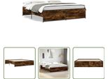 The Living Store Struttura Letto In Rovere Fumé 180X200 Cm Materiale A Base Di Legno E Metallo