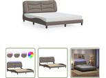 The Living Store Struttura Letto Con Tessuto Led Taupe 160X200 Cm