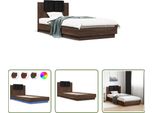 The Living Store Struttura Letto Con Testiera E Luci Led In Rovere Marrone 90X200 Cm