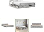 The Living Store Struttura Letto Con Cassetti In Cemento Grigio 150X200 Cm Materiale Legno