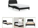 The Living Store Struttura Letto Con Testiera Nera 100X200 Cm In Velluto