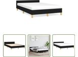 The Living Store Struttura Letto Con Testiera Nera 120X190 Cm In Tessuto