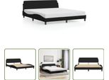 The Living Store Struttura Letto Con Testiera Nera 160X200 Cm In Tessuto