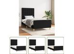The Living Store Struttura Letto Con Testiera Nera 80X200 Cm In Tessuto
