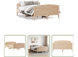 The Living Store Letto In Legno Massiccio Con Testiera 120X190 Cm In Pino