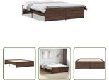 The Living Store Struttura Letto In Rovere Marrone 140X200 Cm Materiale Legno Metallo
