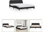 The Living Store Struttura Letto Con Testiera Nera 160X200 Cm In Ecopelle