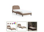 The Living Store Struttura Letto Con Led Cappuccino-Marrone 80X200 Cm In Ecopelle