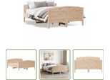 The Living Store Letto In Legno Massiccio Con Testiera 150X200 Cm In Pino