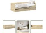 The Living Store Letto Da Giorno Con Cassetti Rovere Sonoma 90X190 Cm Materiale Legno