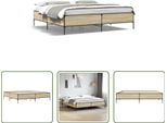 The Living Store Struttura Letto Rovere Sonoma 180X200 Cm In Legno E Metallo