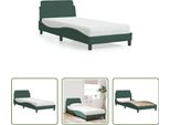 The Living Store Letto Con Materasso In Velluto Verde Scuro 90X200 Cm