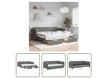 The Living Store Letto Da Giorno Allungabile Con Cassetti Grigio Scuro 80X200 Cm Tessuto