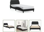 The Living Store Struttura Letto Con Testiera Nera 80X200 Cm In Ecopelle