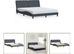 The Living Store Struttura Letto Con Testiera Grigio Scuro 160X200 Cm In Velluto