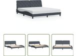 The Living Store Struttura Letto Con Testiera Grigio Scuro 180X200 Cm In Velluto
