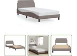The Living Store Struttura Letto Con Testiera In Tessuto Taupe 100X200 Cm