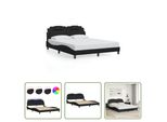 The Living Store Struttura Letto Con Led Nero 160X200 Cm In Ecopelle