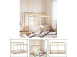 The Living Store Lettino Con Tetto 75X190 Cm In Legno Di Pino Massiccio