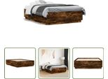 The Living Store Struttura Letto In Rovere Affumicato 135X190 Cm Materiale A Base Di Legno