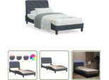 The Living Store Struttura Letto Con Luci Led Grigio Scuro 90X200 Cm In Velluto