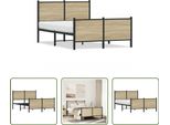 The Living Store Struttura Letto Con Testiera E Pediera In Metallo Rovere Sonoma 120X190Cm