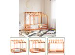 The Living Store Lettino Con Tetto A Cera Marrone 80X160 Cm In Legno Di Pino Massiccio