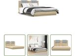 The Living Store Giroletto Con Testiera In Rovere Sonoma 120X200 Cm Materiale A Base Di Legno