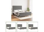 The Living Store Struttura Letto Con Testiera In Tessuto Grigio Scuro 140X200 Cm