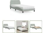 The Living Store Letto Con Materasso Grigio Chiaro 100X200 Cm In Velluto