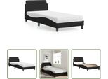 The Living Store Letto Con Materasso Nero 90X200 Cm In Tessuto
