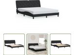The Living Store Struttura Letto Con Testiera Nera 160X200 Cm In Velluto