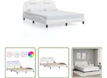 The Living Store Struttura Letto Con Led Bianco 160X200 Cm In Ecopelle