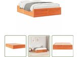 The Living Store Letto In Legno Massiccio Senza Materasso Cera Marrone 140X190 Cm Legno Di Pino