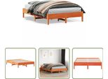 The Living Store Letto In Legno Massiccio Cera Marrone 120X200 Cm Pino