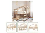 The Living Store Letto A Soppalco Con Tetto 75X190 Cm In Legno Di Pino Massiccio