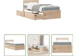 The Living Store Letto Con Cassetti E Materasso 90X200 Cm In Legno Di Pino Massiccio