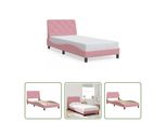 The Living Store Struttura Letto Con Testiera Rosa 80X200 Cm In Velluto