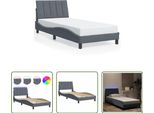 The Living Store Struttura Letto Con Luci Led Grigio Scuro 90X200 Cm In Velluto
