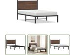The Living Store Struttura Letto Con Testata In Metallo Effetto Rovere Marrone 107X203 Cm