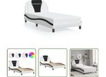 The Living Store Struttura Letto Con Led Bianco E Nero 100X200 Cm In Ecopelle