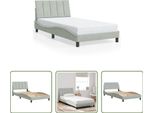 The Living Store Struttura Letto Con Testiera In Velluto Grigio Chiaro 100X200 Cm