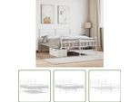 The Living Store Struttura Letto Con Testiera E Pediera In Metallo Bianco 150X200 Cm