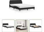 The Living Store Letto Con Materasso Nero 140X190 Cm In Ecopelle