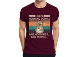 Odio Le Persone Del Mattino Le Mattine E Le Persone Kaffee BäR Vintage Grunge Herren T-Shirt, Borgogna, Xl