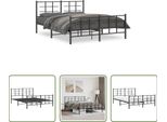 The Living Store Struttura Letto Con Testiera E Pediera In Metallo Nero 150X200 Cm