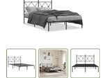 The Living Store Struttura Letto Con Testiera In Metallo Nero 120X200 Cm