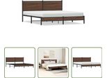 The Living Store Struttura Letto Con Testiera In Metallo Effetto Rovere Marrone 160X200 Cm