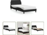 The Living Store Letto Con Materasso Nero 100X200 Cm In Velluto